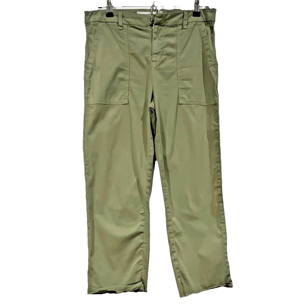 Frank & Eileen Blackstone Utility Pants Women's 8 Army Green Raw Hem Twill Crop